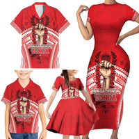 Custom Tonga Rugby Mate Ma'a Family Matching Short Sleeve Bodycon Dress and Hawaiian Shirt Tongan Pride Unique Style LT05 - Polynesian Pride