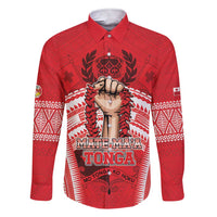 Custom Tonga Rugby Mate Ma'a Family Matching Short Sleeve Bodycon Dress and Hawaiian Shirt Tongan Pride Unique Style LT05 Dad's Shirt - Long Sleeve Red - Polynesian Pride