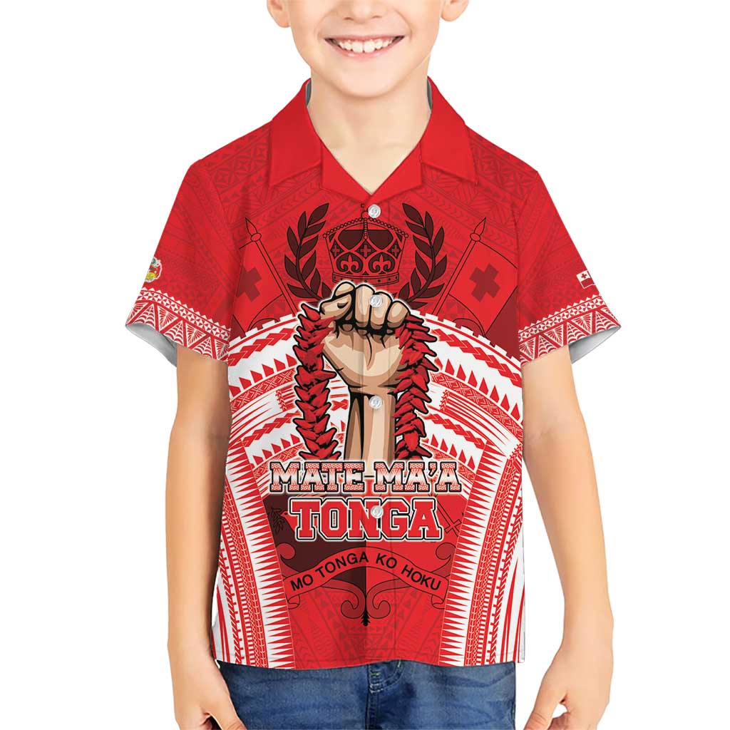 Custom Tonga Rugby Mate Ma'a Family Matching Short Sleeve Bodycon Dress and Hawaiian Shirt Tongan Pride Unique Style LT05 Son's Shirt Red - Polynesian Pride