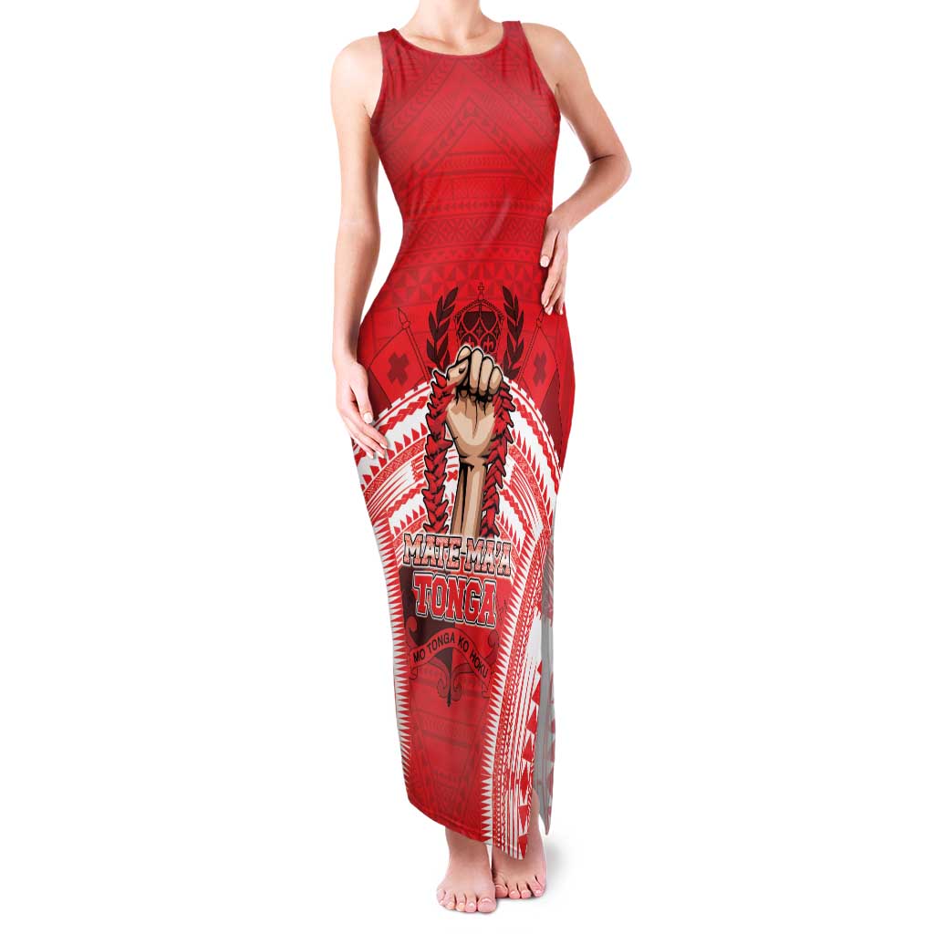 Custom Tonga Rugby Mate Ma'a Family Matching Tank Maxi Dress and Hawaiian Shirt Tongan Pride Unique Style - Polynesian Pride