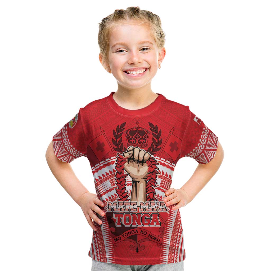 Custom Tonga Rugby Mate Ma'a Kid T Shirt Tongan Pride Unique Style - Polynesian Pride