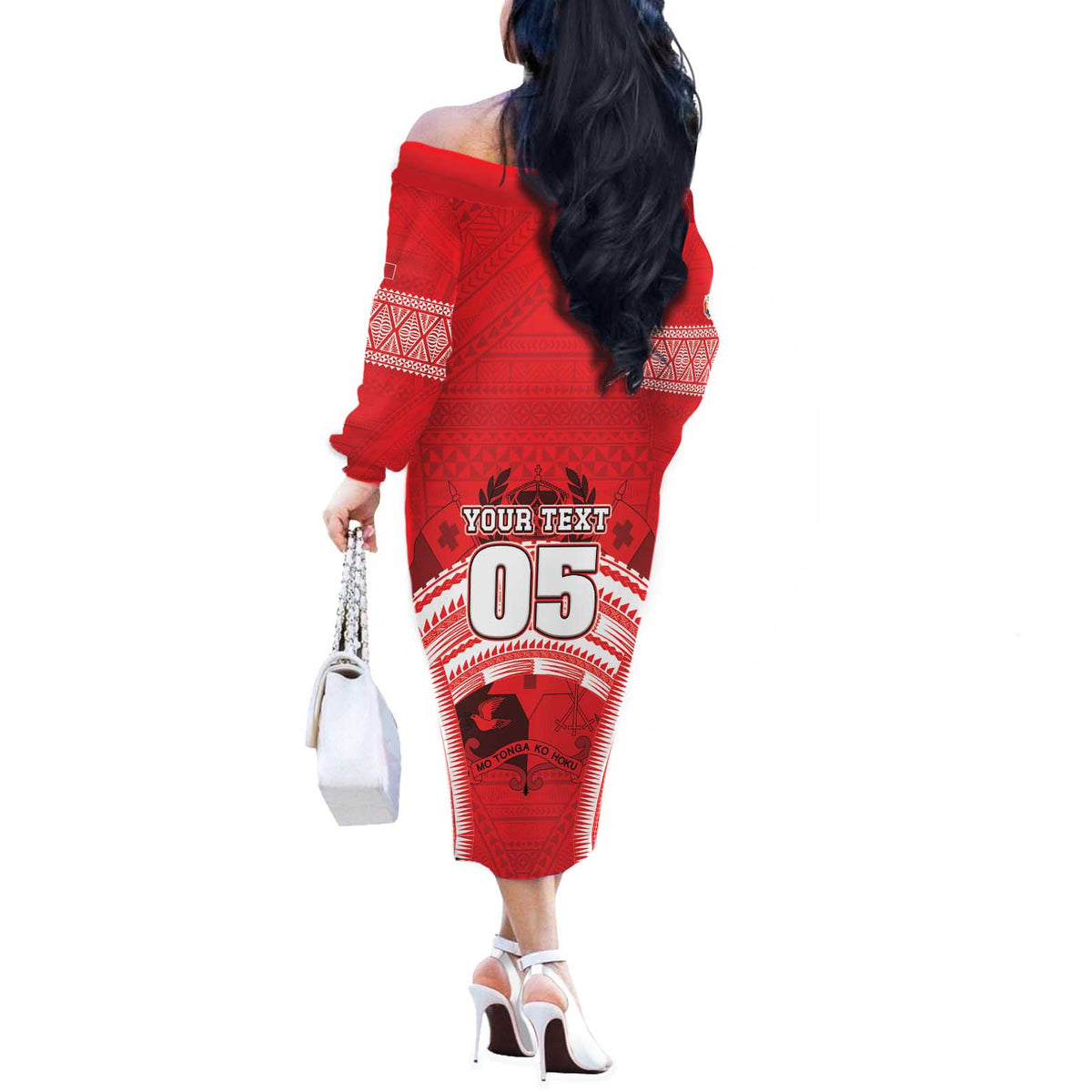 Custom Tonga Rugby Mate Ma'a Off The Shoulder Long Sleeve Dress Tongan Pride Unique Style - Polynesian Pride