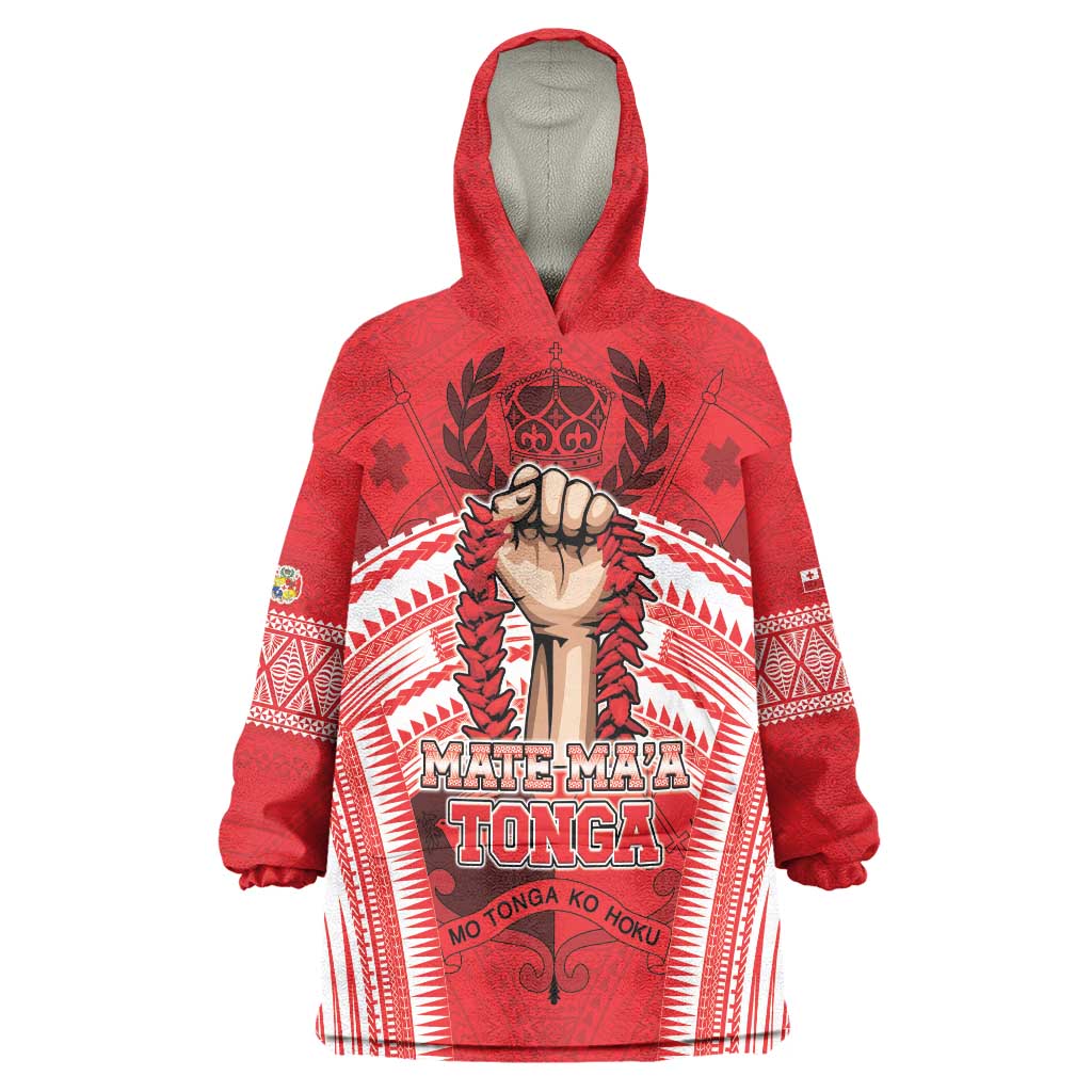 Custom Tonga Rugby Mate Ma'a Wearable Blanket Hoodie Tongan Pride Unique Style LT05 One Size Red - Polynesian Pride