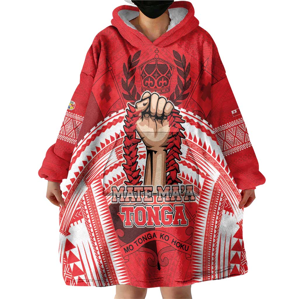 Custom Tonga Rugby Mate Ma'a Wearable Blanket Hoodie Tongan Pride Unique Style LT05 - Polynesian Pride