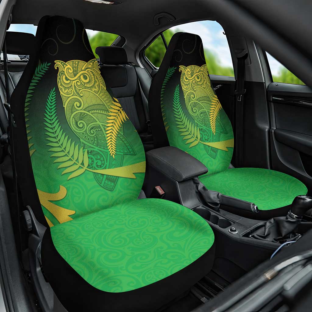 New Zealand Aotearoa Ruru Car Seat Cover Maori Fern Art Green LT05 One Size Green - Polynesian Pride