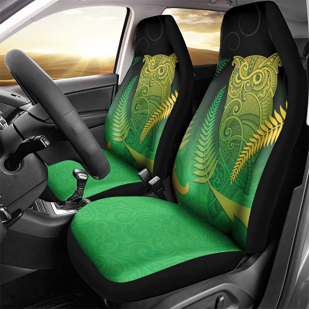 New Zealand Aotearoa Ruru Car Seat Cover Maori Fern Art Green LT05 - Polynesian Pride