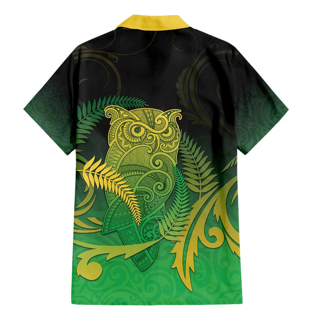 New Zealand Aotearoa Ruru Family Matching Mermaid Dress and Hawaiian Shirt Maori Fern Art Green LT05 - Polynesian Pride