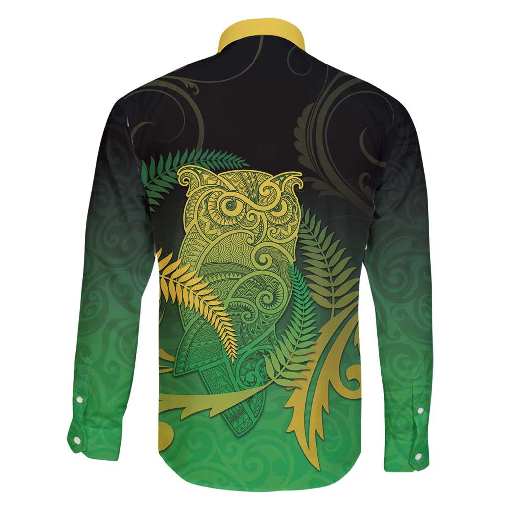 New Zealand Aotearoa Ruru Family Matching Off Shoulder Short Dress and Hawaiian Shirt Maori Fern Art Green LT05 - Polynesian Pride