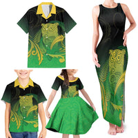New Zealand Aotearoa Ruru Family Matching Tank Maxi Dress and Hawaiian Shirt Maori Fern Art Green LT05 - Polynesian Pride