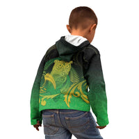 New Zealand Aotearoa Ruru Kid Hoodie Maori Fern Art Green LT05 - Polynesian Pride