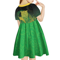 New Zealand Aotearoa Ruru Kid Short Sleeve Dress Maori Fern Art Green LT05 - Polynesian Pride