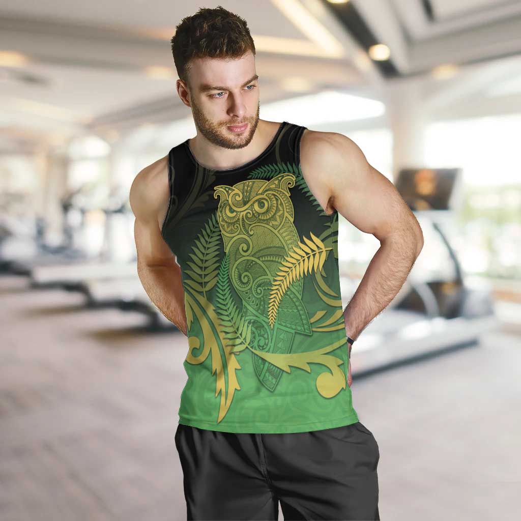 New Zealand Aotearoa Ruru Men Tank Top Maori Fern Art Green