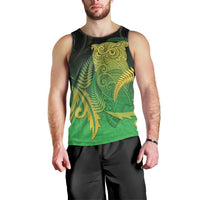 New Zealand Aotearoa Ruru Men Tank Top Maori Fern Art Green