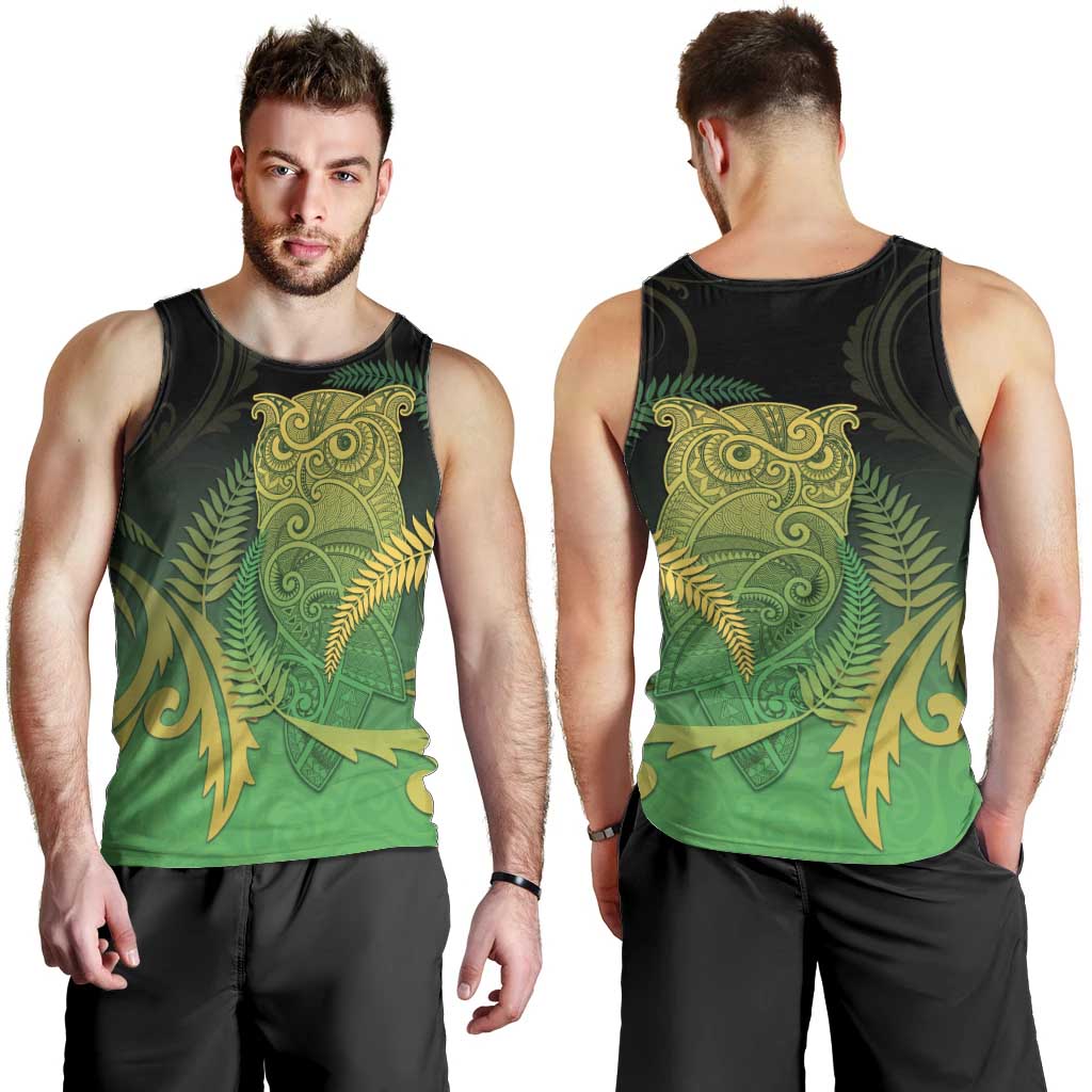 New Zealand Aotearoa Ruru Men Tank Top Maori Fern Art Green