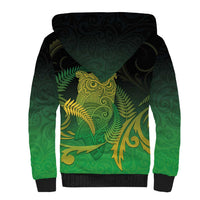 New Zealand Aotearoa Ruru Sherpa Hoodie Maori Fern Art Green LT05 - Polynesian Pride