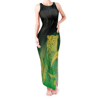 New Zealand Aotearoa Ruru Tank Maxi Dress Maori Fern Art Green LT05 Women Green - Polynesian Pride