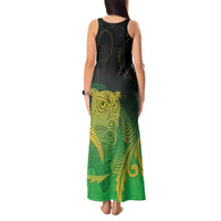 New Zealand Aotearoa Ruru Tank Maxi Dress Maori Fern Art Green LT05 - Polynesian Pride