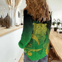 New Zealand Aotearoa Ruru Women Casual Shirt Maori Fern Art Green LT05 - Polynesian Pride