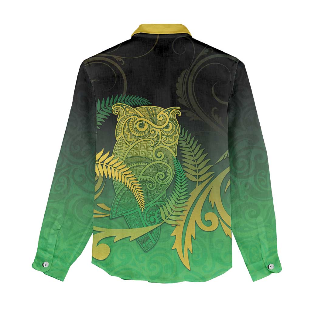 New Zealand Aotearoa Ruru Women Casual Shirt Maori Fern Art Green LT05 - Polynesian Pride