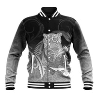 New Zealand Aotearoa Ruru Baseball Jacket Maori Fern Art Black