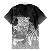 New Zealand Aotearoa Ruru Family Matching Off Shoulder Maxi Dress and Hawaiian Shirt Maori Fern Art Black LT05 - Polynesian Pride