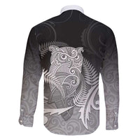 New Zealand Aotearoa Ruru Family Matching Summer Maxi Dress and Hawaiian Shirt Maori Fern Art Black LT05 - Polynesian Pride