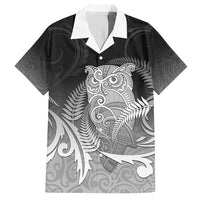 New Zealand Aotearoa Ruru Hawaiian Shirt Maori Fern Art Black