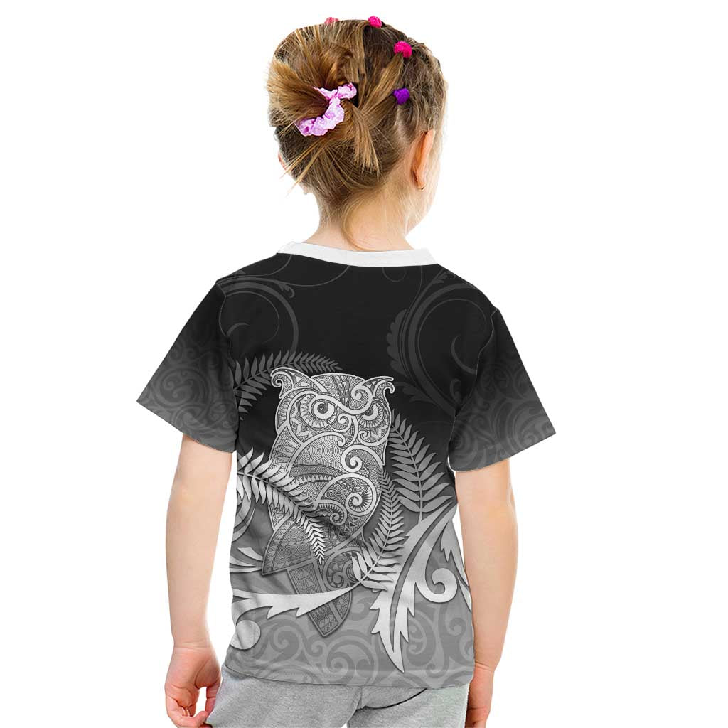 New Zealand Aotearoa Ruru Kid T Shirt Maori Fern Art Black