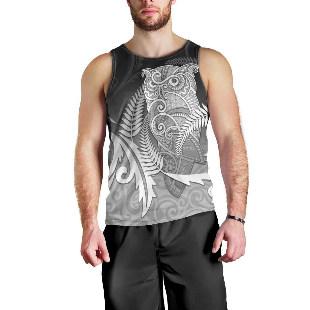 New Zealand Aotearoa Ruru Men Tank Top Maori Fern Art Black