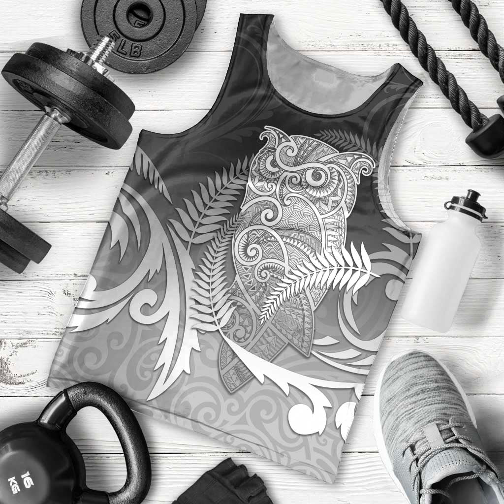 New Zealand Aotearoa Ruru Men Tank Top Maori Fern Art Black