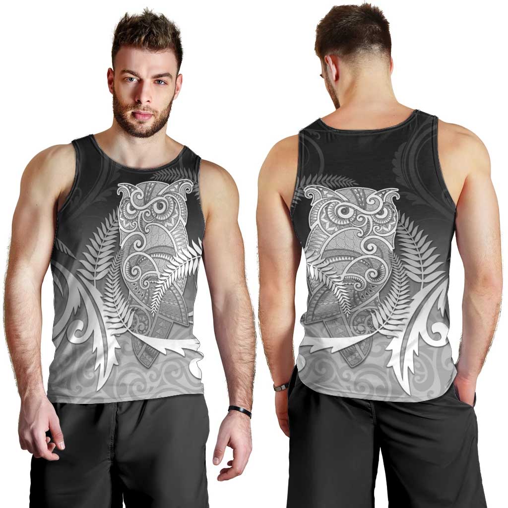 New Zealand Aotearoa Ruru Men Tank Top Maori Fern Art Black