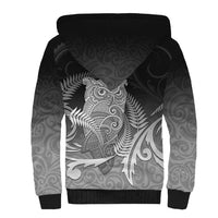 New Zealand Aotearoa Ruru Sherpa Hoodie Maori Fern Art Black LT05 - Polynesian Pride
