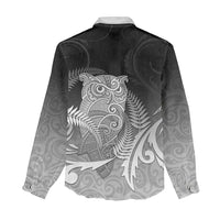 New Zealand Aotearoa Ruru Women Casual Shirt Maori Fern Art Black LT05 - Polynesian Pride