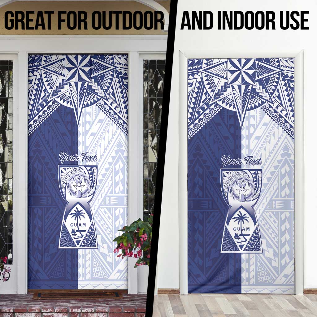 Personalised Northern Mariana Islands And Guam Door Cover Latte Stone With Tribal Pattern