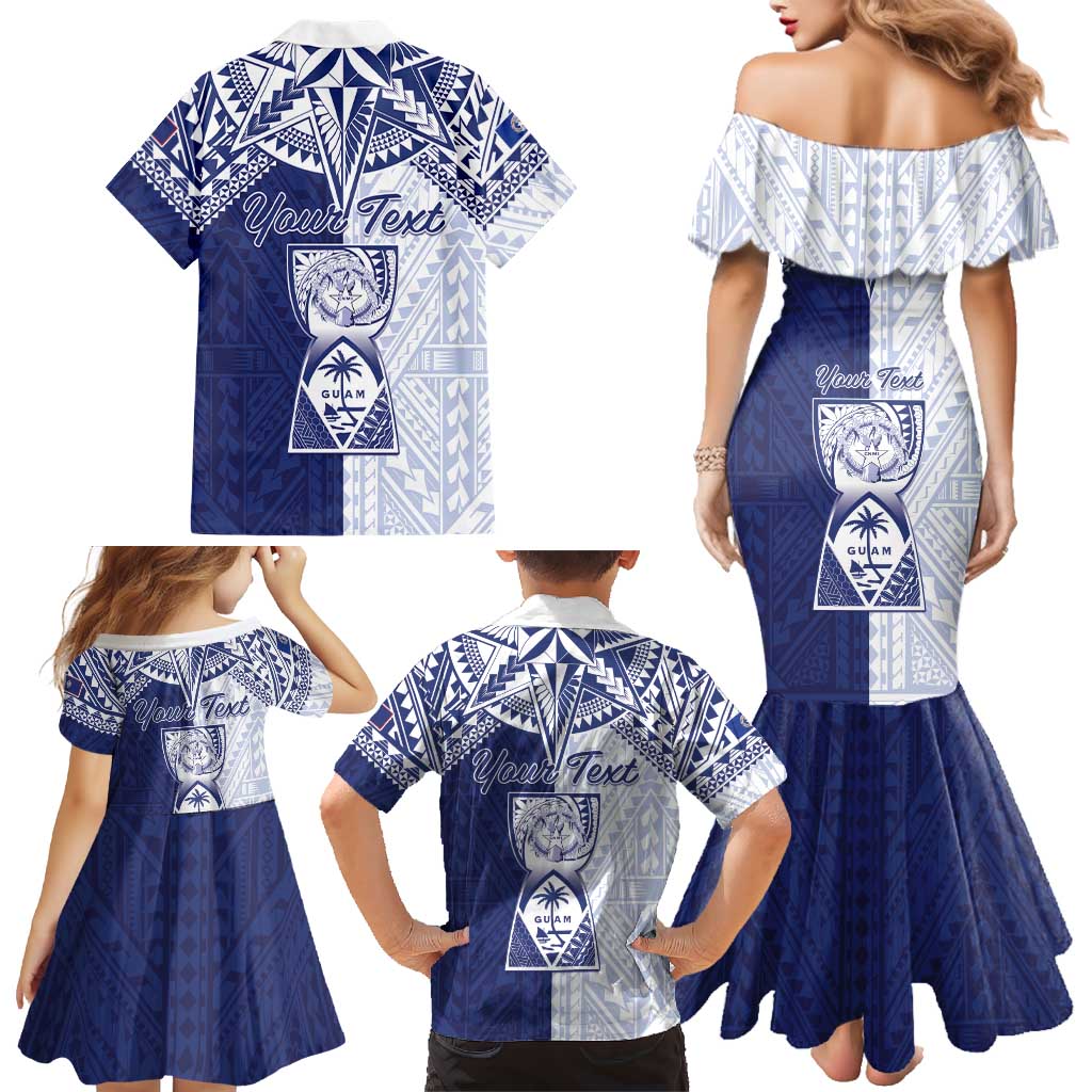 Personalised Northern Mariana Islands And Guam Family Matching Mermaid Dress and Hawaiian Shirt Latte Stone With Tribal Pattern LT05 - Polynesian Pride