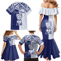 Personalised Northern Mariana Islands And Guam Family Matching Mermaid Dress and Hawaiian Shirt Latte Stone With Tribal Pattern LT05 - Polynesian Pride