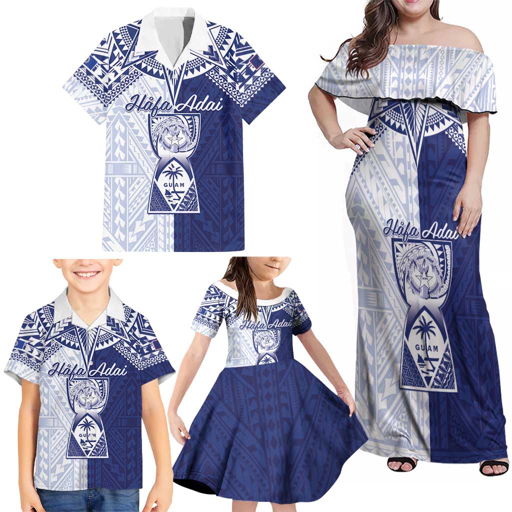 Personalised Northern Mariana Islands And Guam Family Matching Off Shoulder Maxi Dress and Hawaiian Shirt Latte Stone With Tribal Pattern LT05 - Polynesian Pride
