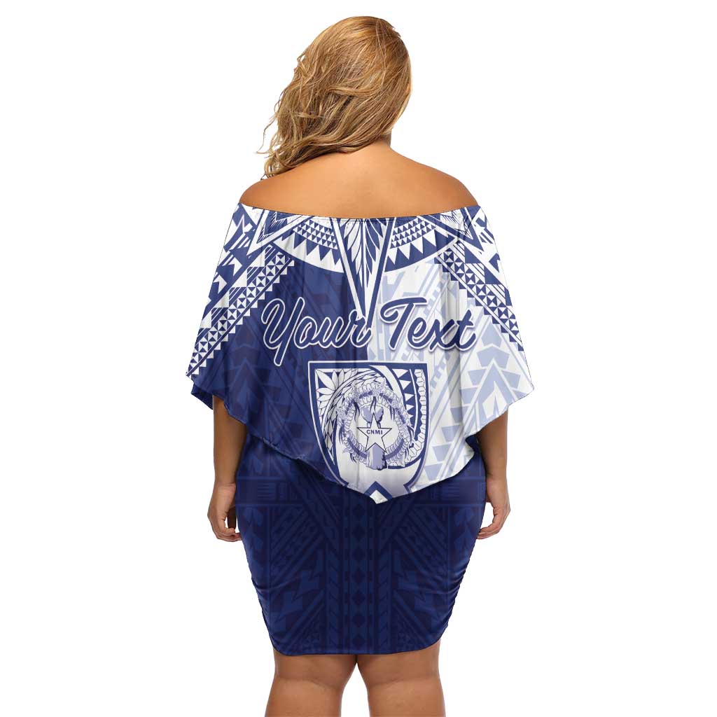 Personalised Northern Mariana Islands And Guam Family Matching Off Shoulder Short Dress and Hawaiian Shirt Latte Stone With Tribal Pattern LT05 - Polynesian Pride