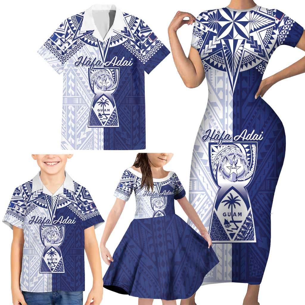 Personalised Northern Mariana Islands And Guam Family Matching Short Sleeve Bodycon Dress and Hawaiian Shirt Latte Stone With Tribal Pattern LT05 - Polynesian Pride