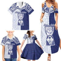 Personalised Northern Mariana Islands And Guam Family Matching Summer Maxi Dress and Hawaiian Shirt Latte Stone With Tribal Pattern LT05 - Polynesian Pride