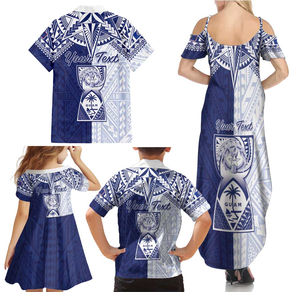 Personalised Northern Mariana Islands And Guam Family Matching Summer Maxi Dress and Hawaiian Shirt Latte Stone With Tribal Pattern LT05 - Polynesian Pride