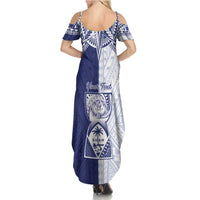 Personalised Northern Mariana Islands And Guam Family Matching Summer Maxi Dress and Hawaiian Shirt Latte Stone With Tribal Pattern LT05 - Polynesian Pride