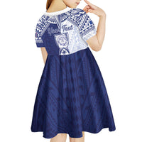 Personalised Northern Mariana Islands And Guam Kid Short Sleeve Dress Latte Stone With Tribal Pattern