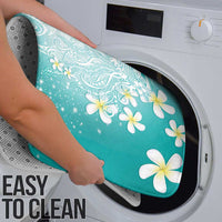 Polynesian Jellyfish Bathroom Set With Plumeria Teal