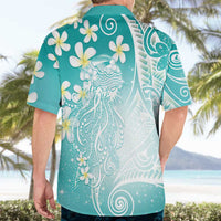 Polynesian Jellyfish Hawaiian Shirt With Plumeria Teal