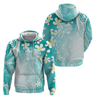 Polynesian Jellyfish Hoodie With Plumeria Teal