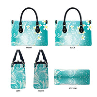 Polynesian Jellyfish Leather Bag With Plumeria Teal