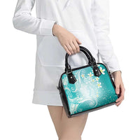 Polynesian Jellyfish Shoulder Handbag With Plumeria Teal