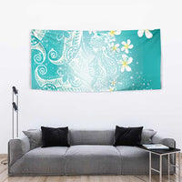 Polynesian Jellyfish Tapestry With Plumeria Teal