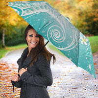 Polynesian Jellyfish Umbrella With Plumeria Teal